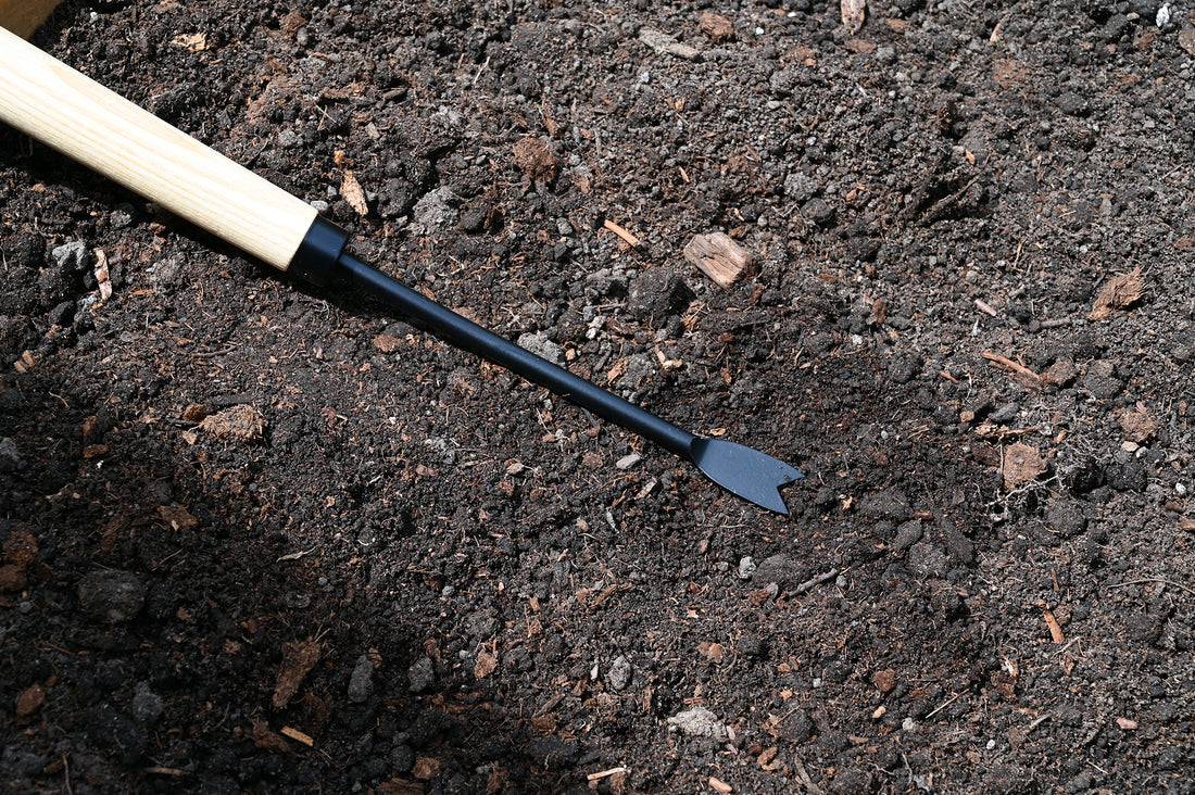 Weeder is laying in the soil.