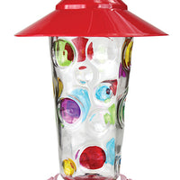 Glass Hummingbird Feeder with Hand-painted Dots (88026)