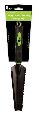 Black and green handle. Black serrated transplanter.