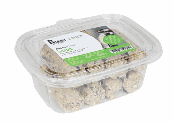 8 suet plugs in a rectangular plastic Pinebush package.