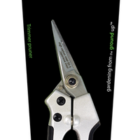 Pruner with grey and black handles. In the Pinebush green and black packaging that says "Ideal for Fine Trimming".