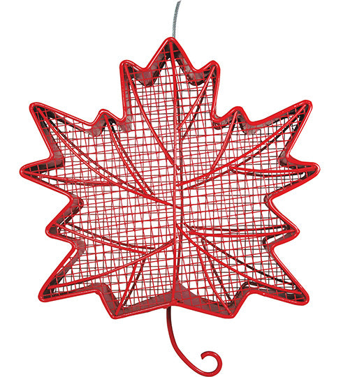 Red maple leaf shaped mesh feeder.