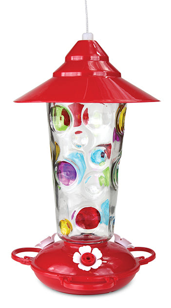 Glass Hummingbird Feeder with Hand-painted Dots (88026)